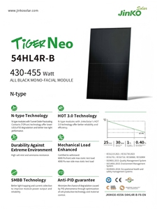 แผงโซลาร์เซลล์สีดำแบบโมโนเฟเชียล 440W พร้อมจัดส่ง |   หุ้นในประเทศสหรัฐอเมริกา |   โมดูลแผงโซลาร์เซลล์กำลังผลิตสูง JKM430-455N-54HL4R-B, JKM430-455N-54H - Product Image 6