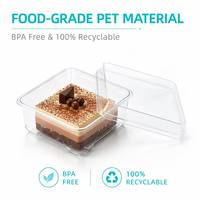 Boîte en plastique PET transparente de qualité alimentaire pour pain, gâteaux, desserts, emballage carré jetable avec couvercle, taille et épaisseur personnalisables