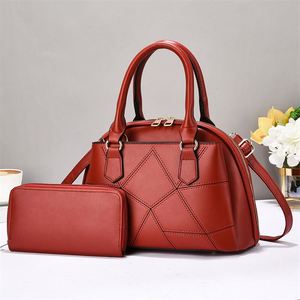 2PCS <b>Set</b> Women Leather Totes Single Shoulder Strap Crossbody Bag Waterproof PU Handbags - Product Image 1