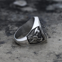 Bague Viking Runes Titane Acier Homme Femme 8mm Large Mythologie Nordique Grave Geometrique Bande Bijou Unisexe Cadeau