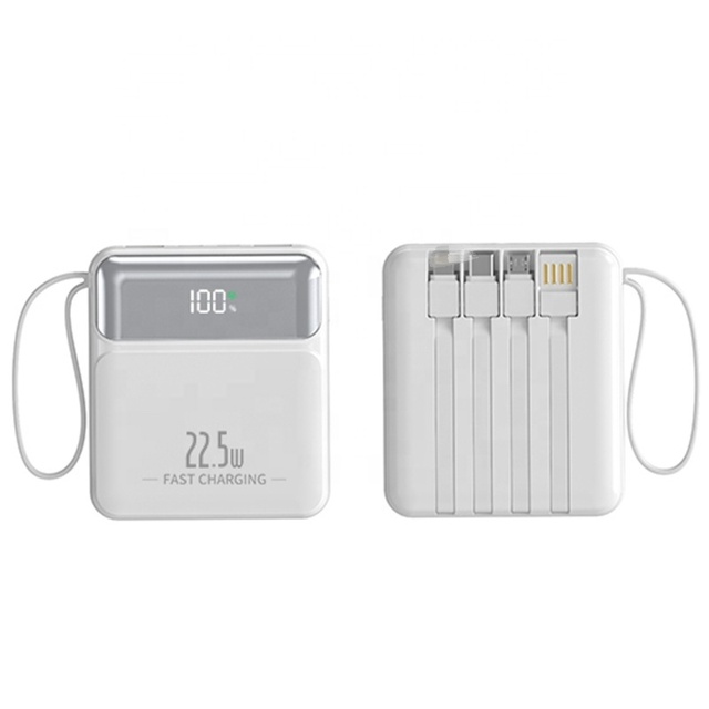 Promotion Cheap Products Portable Mini Powerbanks Quick Charge LED Built-in Cables Fast Charger 10000mAh Power Bank for Phones