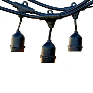 48英尺户外装饰防风雨柔性S14 LED灯串悬挂插座完美天井串灯