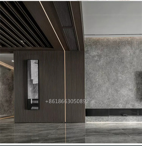 Pannello in <span class=keywords><strong>MDF</strong></span> Intagliato 3D con Doghe in <span class=keywords><strong>Legno</strong></span> Impiallacciato, Pannello Murale in PVC per Decorazione d'Interni - Product Image 4