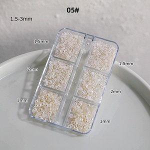 6 grilles de perles demi-rondes blanches ivoire de tailles variées, brillantes, pour la décoration des ongles et les accessoires de nail art - Product Image 5