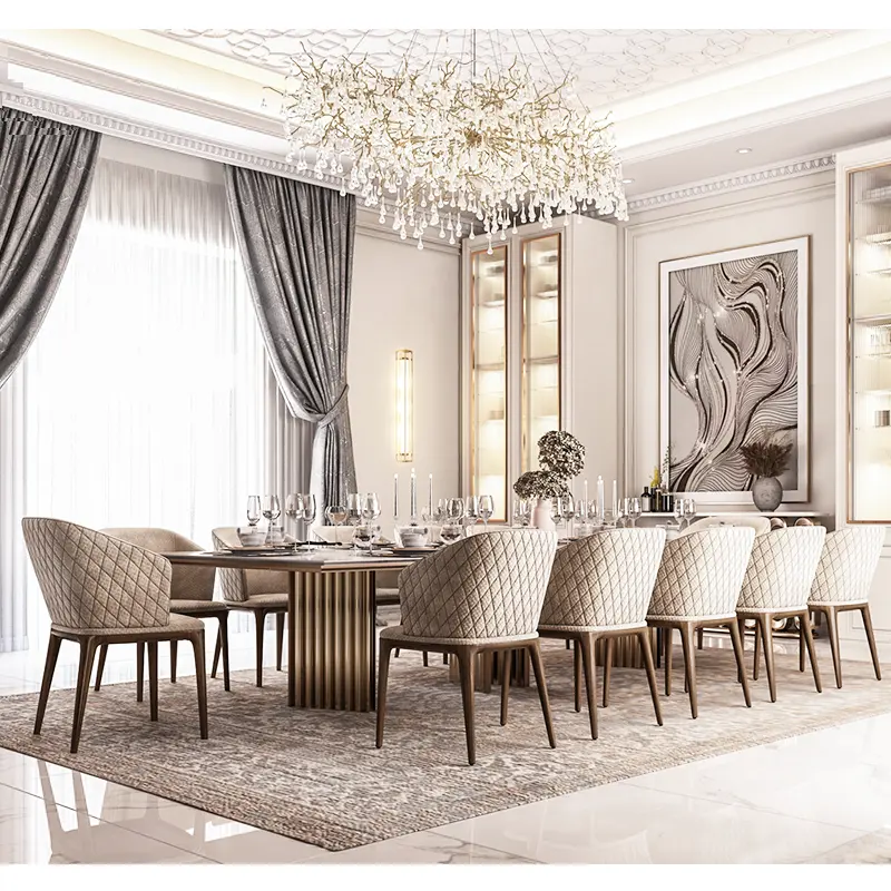 luxus modern meubels gold 12 stühle granit marmor rechteck esszimmertisch für 10 personen