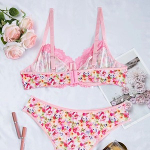 European and American Women's Sexy Lace Fun <b>Thong</b> Set With Printed Gathered Comfortable Women's Clothing - Product Image 3