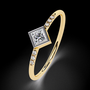 Anillo de Compromiso de Diamante Natural con Corte Princesa en Oro Sólido de 14K, Anillo de Novia Clásico con Diseño de Lujo - Product Image 4