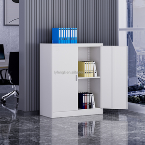 Armoire de classement en acier demi-hauteur H900mm avec 2 portes coulissantes en verre, casier de rangement métallique pour dossiers de bureau - Product Image 4