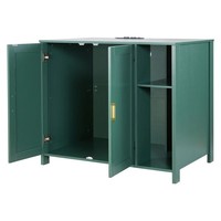 Armoire de toilette pour animaux de compagnie multifonctionnelle vert foncé moderne à double porte avec compartiment de rangement latéral, vente en gros d'usine