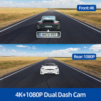 Caméra de tableau de bord avec écran rétroviseur 12 pouces 4K+1K à double objectif, streaming multimédia, WiFi, liaison téléphonique, vision nocturne HD, caméra de recul, GPS