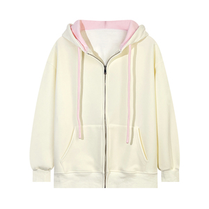 <span class=keywords><strong>Felpa</strong></span> con Cappuccio Blu Cielo per Donna, Autunno e Inverno, Design Ampio e con Contrasti di Colore, Giacca con Cerniera - Product Image 6