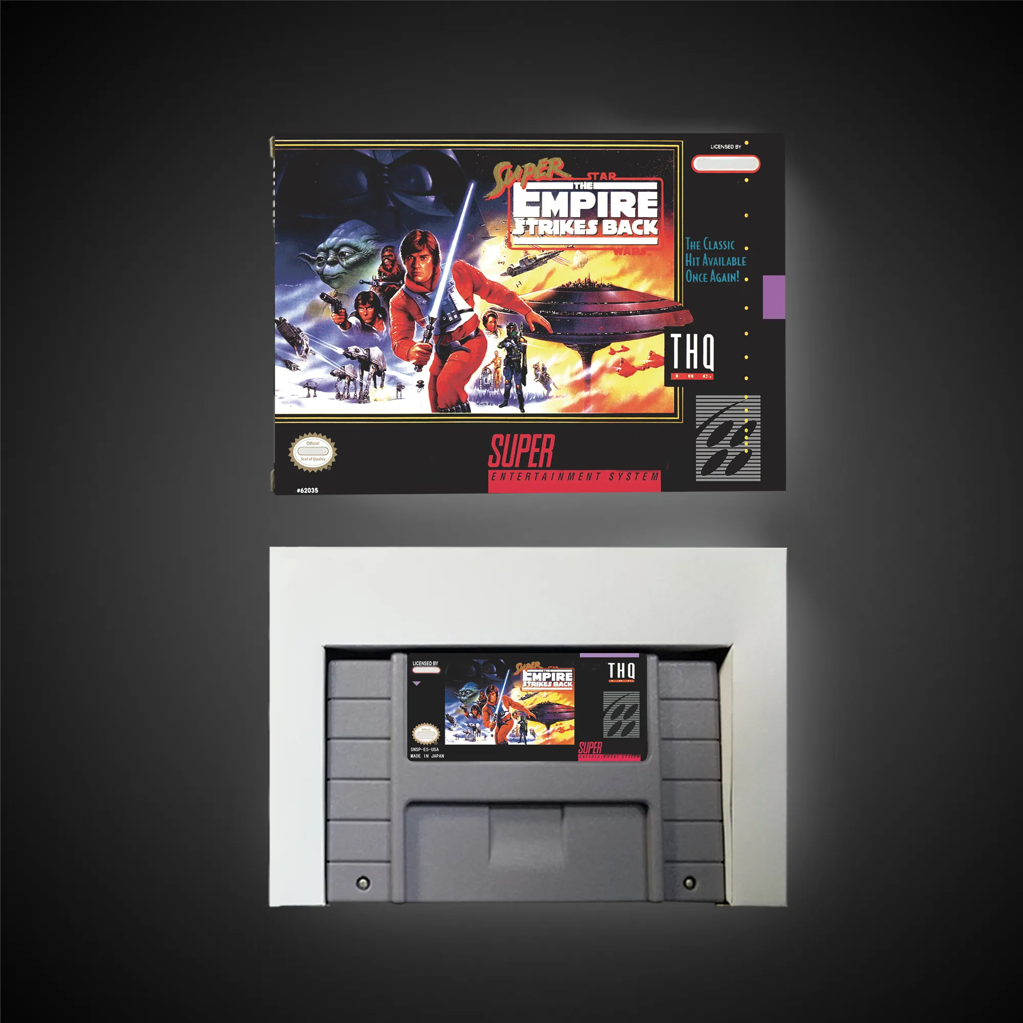 Super Star Game Wars The Empire colpisce la cartuccia del gioco d'azione versione usa con scatola al dettaglio per SNES