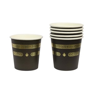 Vaso Mini de Papel Dorado Negro de 110 ml, 4 oz, para <span class=keywords><strong>Agua</strong></span> Durante Umrah, Hajj y Ceremonias Religiosas, Vajilla - Product Image 5