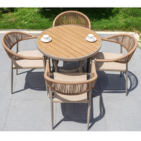 Ensembles de table et chaises de jardin d'extérieur en gros, chaises en corde tressée pour patio, fauteuils ronds pour restaurant