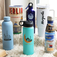 Bouteille d'eau isotherme en acier inoxydable à double paroi avec logo personnalisé, gourde isotherme avec poignée, tasse de voyage portable pour le sport
