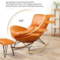 Fauteuil à bascule ergonomique avec repose-pieds, tissu technique, base en bois, housse amovible et lavable pour balcon et salon
