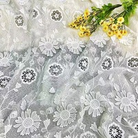 Tissu en maille florale respirant, soluble dans l'eau, 100% coton, dentelle pour robe brodée ou hawaïenne, tissu en coton pour broderie