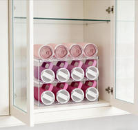 Organisateur de bouteilles d'eau en plastique empilable à 3 niveaux Raytop, type armoire, support transparent de qualité supérieure pour gobelets