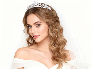 Hoogwaardige luxe zirkonia zilveren haarband/kroon/tiara voor verloving, bruiloft, bruidsmeisje, gala, verjaardag, bruid - Product Image 1