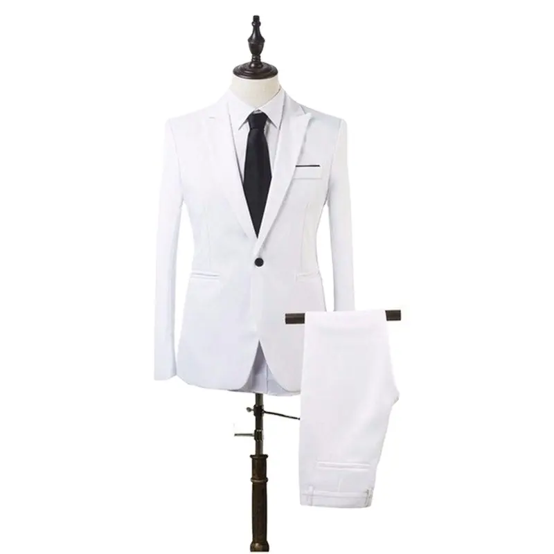 costume homme Party Business Men's Two-piece Suit Casual White Suit For Men Large Size Wedding Coat Pant Blazer