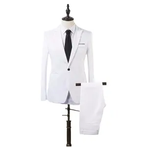 Homme ชุดสูทสองชิ้นสำหรับผู้ชาย,เสื้อสูทสีขาวสไตล์ลำลองธุรกิจเสื้อโค้ทขนาดใหญ่สำหรับผู้ชายเสื้อเบลเซอร์กางเกงใส่ไปงานแต่ง