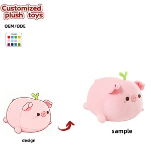 Peluche cochon rose OEM ODM, coussin rond doux en forme de cochon pour la décoration intérieure, cadeaux pour enfants et confort de sommeil - Product Image 1