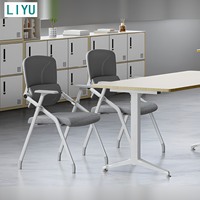 Chaise de formation exécutive contemporaine LIYU, dossier ergonomique en maille, siège en tissu, hauteur réglable, mobilier de bureau empilable, vente en gros