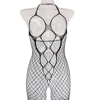 Noir résille body Nylon Sexy Lingerie pour femmes bas complet entrejambe ouvert body corps complet bas résille