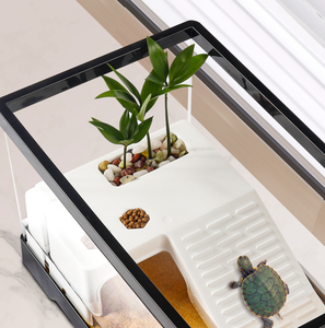 Tanque de tortuga de material PET para <span class=keywords><strong>el</strong></span> hogar, villa de lujo con filtro de plataforma de secado al <span class=keywords><strong>sol</strong></span>, tanque de paisajismo ecológico - Product Image 6