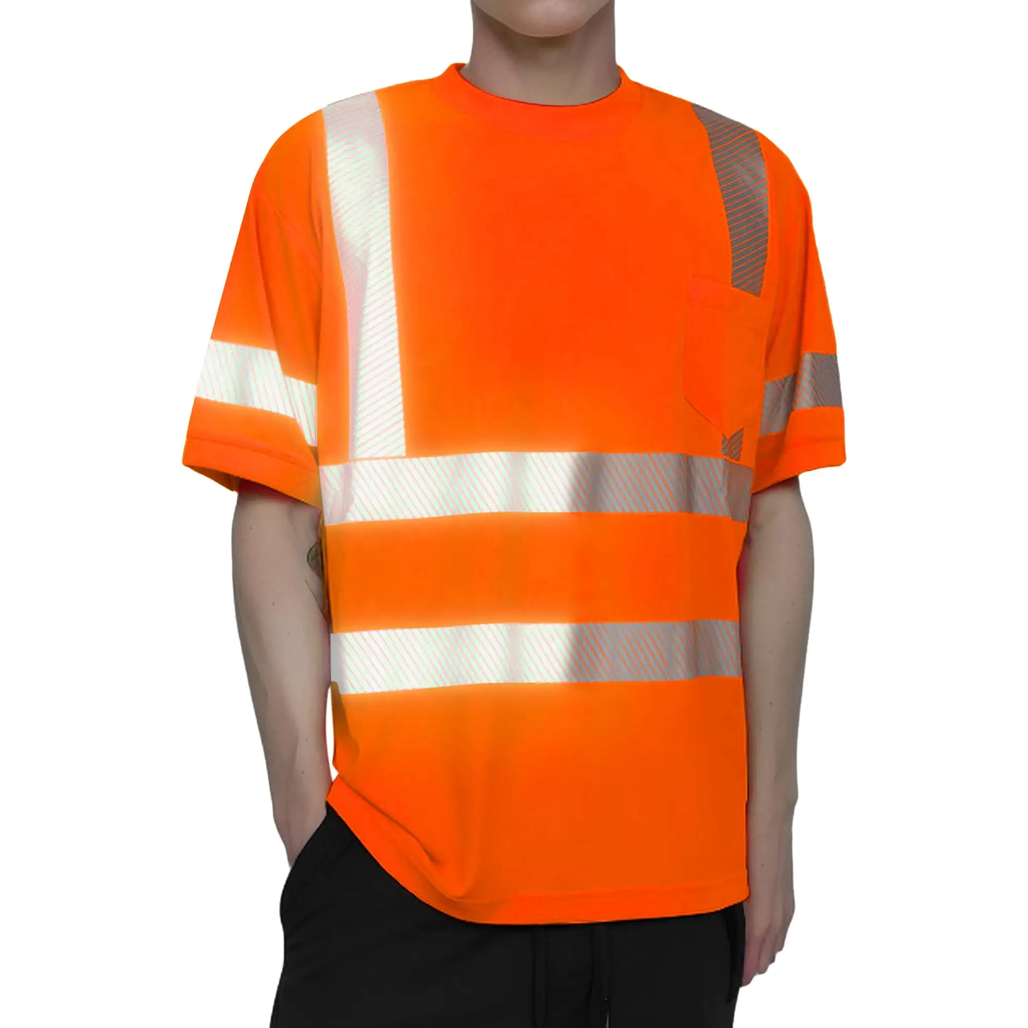 Logotipo personalizado Hi Vis Seguridad Reflectante Amarillo Naranja Camisa de manga corta Polo Camiseta Hombres Ropa DE TRABAJO Chaleco de construcción Ropa