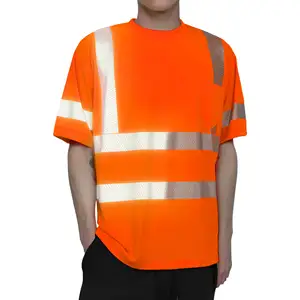 定制标志高可见安全反光黄色橙色短袖衬衫马球t恤男士工作服建筑背心服装