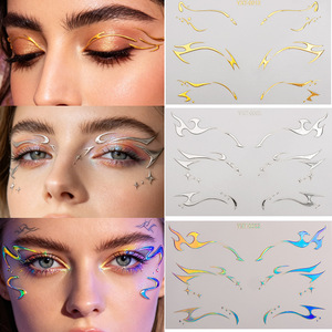 Pegatinas Holográficas Láser Europeas Americanas, Brillantes, de Larga Duración, con Forma Geométrica, para Ojos <span class=keywords><strong>y</strong></span> Rostro, Pegatinas de <span class=keywords><strong>Tatuajes</strong></span> - Product Image 5