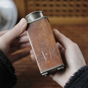 Pure Tin <b>Tea</b> Caddy Shoushan Stone Portable Airtight Small Travel Storage <b>Box</b> For <b>Tea</b> Leaves - Product Image 4