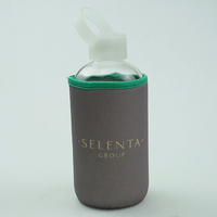 Bouteille d'eau en verre réutilisable avec manchon en silicone blanc et noir personnalisé de 500 ml