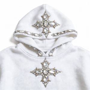 Sweat à capuche personnalisé avec strass Y2K, <span class=keywords><strong>pull</strong></span> scintillant, streetwear gothique, haut à capuche avec strass pour homme - Product Image 2