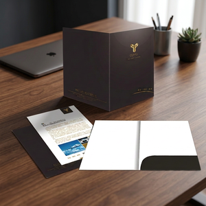 Custom Offset Printed Embossed <b>Art</b> Paper Greeting Card with Pocket for Office Presentations - Product Image 3