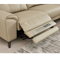 Salon moderne pour maison canapé-lit fonctionnel inclinable en forme de L 4 places ensemble de cuir grainé de style nordique en velours