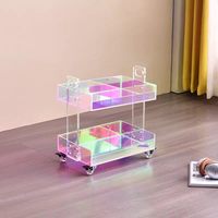 Table basse moderne en acrylique transparent pour salon, pliable et mobile, design iridescent avec roulettes, couleur et taille personnalisables