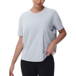 FOXA T-shirt d'entraînement à manches courtes pour femme, col rond, respirant, haut de yoga - Product Image 2