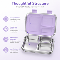 Boîte à lunch isotherme portable de haute qualité, design personnalisé, 3 compartiments, acier inoxydable 304, pour enfant