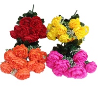 PT-P12001 Künstlicher Blumenstrauß Hochwertiger 12-Köpfiger Vintage Seidenblumenstrauß für Partys und Hochzeiten