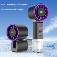 Ventilateur portable intelligent pour l'été, mini-ventilateur rechargeable à main avec pulvérisation d'eau, idéal pour l'extérieur