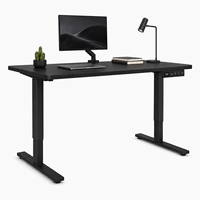 Bureau debout électrique moderne et écologique, double moteur, réglable en hauteur, avec 2 crochets, cadre en métal noir – Offre Spéciale