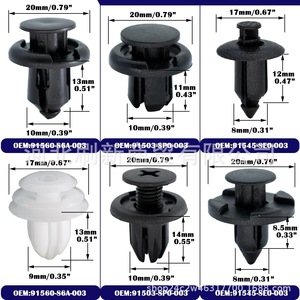 Honda Civic Accord CR V Car <b>Bumper</b> <b>Clips</b> 180Pcs Black White Plastic Fasteners For Repair Replacement SX0216 - Product Image 2