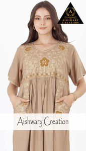 Tunique d'été Robe midi pour femmes 3/4 Manches amples Taille géométrique Dentelle 100% Coton Col carré Ceinture - Product Image 3
