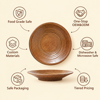 Assiette rustique marron avec texture artisanale, assiette en céramique pour pâtes, sushis, steaks, desserts et présentations de table de restaurant