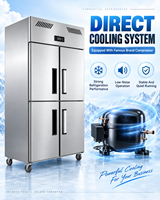 Congélateur vertical commercial à refroidissement par air de 1000 L avec porte en acier inoxydable et double température, congélation rapide