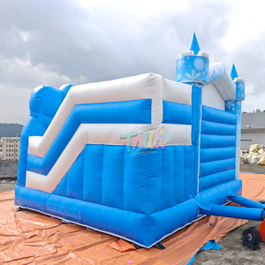 Château gonflable personnalisé Elsa bleu glace pour fête, château gonflable princesse avec toboggan intérieur - Product Image 4
