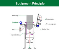 Nouvel acier inoxydable SS304/316 # Panier filtrant à entrée supérieure pour usage industriel, capacité 500 L/h pour cyclohexane/décalcaissant/materiel thermofusible