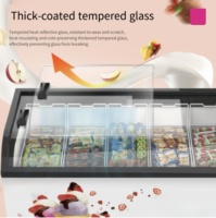 Congélateur commercial pour crème glacée avec porte coulissante incurvée en verre, vitrine congélateuse pour supermarché avec contrôle numérique de la température